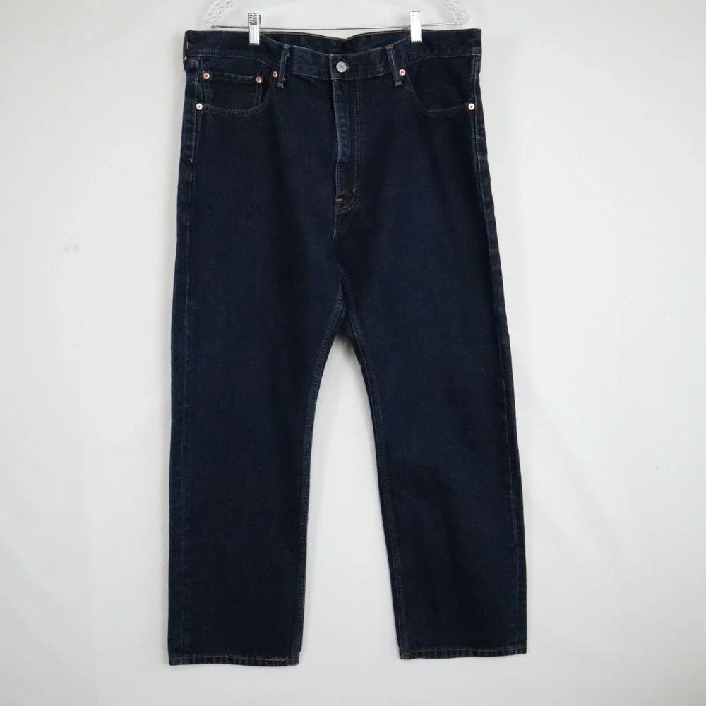 Levi's 505 Jeans Mens 40x30 Regular Fit 5-Pocket Cotton Denim‎ Dark Wash Blue